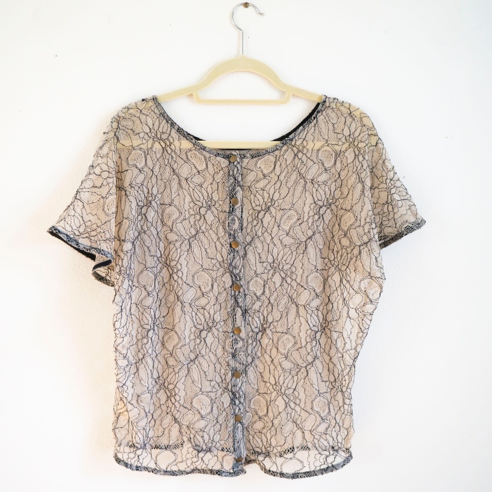 Urban Outfitters lace top, cream and black